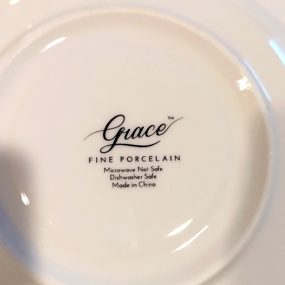 Grace Confetti Saucer for Teacup Fine Porcelain Metallic Gold Dots China - Picture 3 of 4